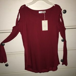 Long sleeve open shoulder shirt